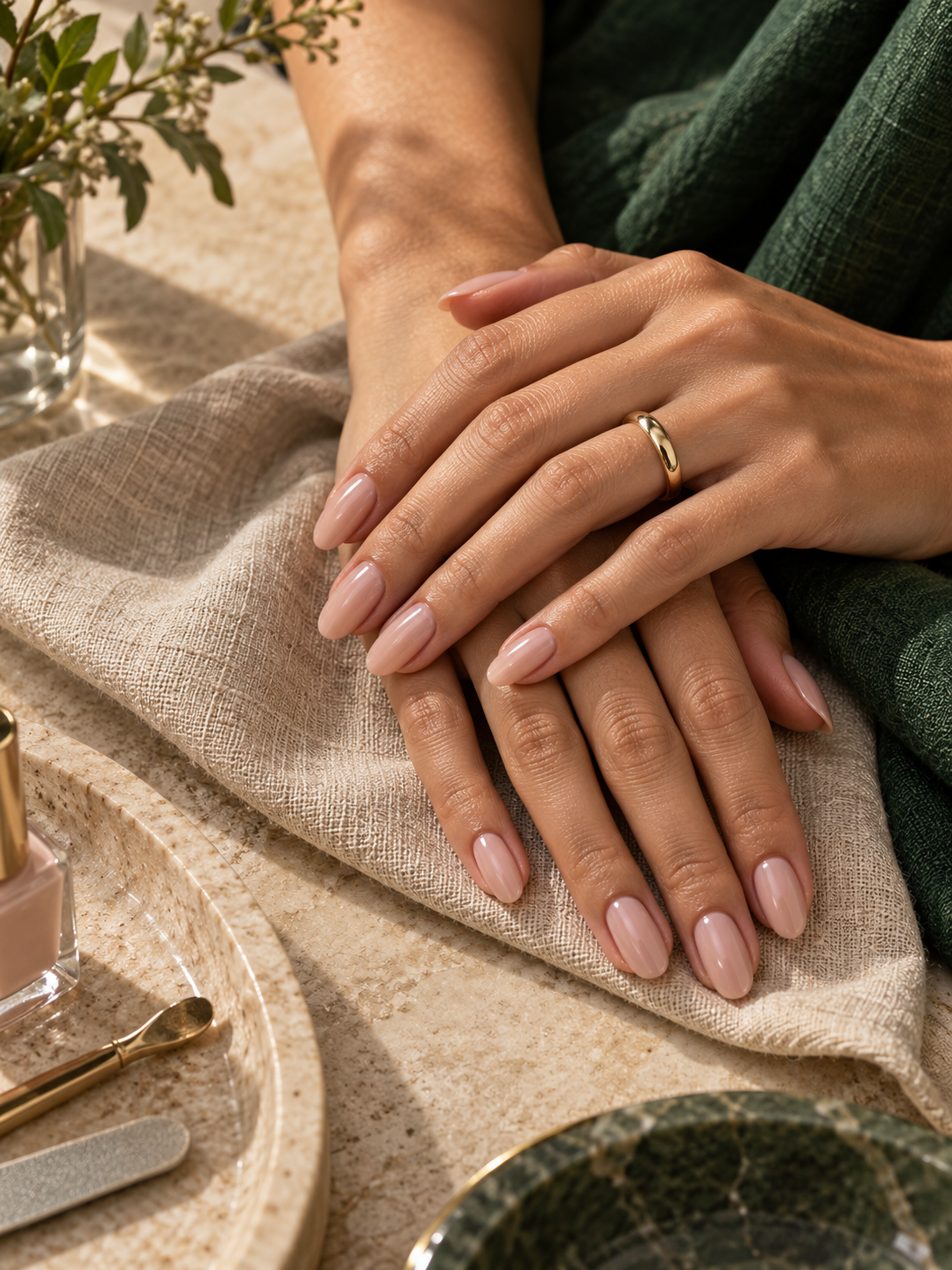 Referência ilustrativa de manicure em tons delicados